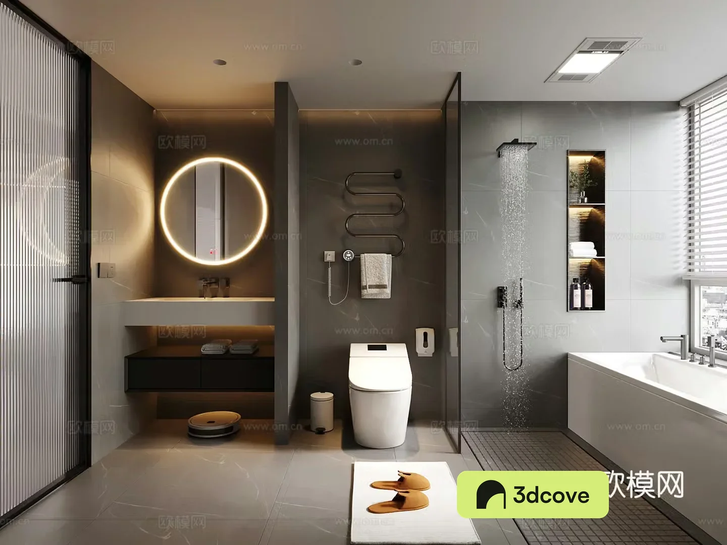 Modern Italian bathroom toilet bathroom cabinet bathtub