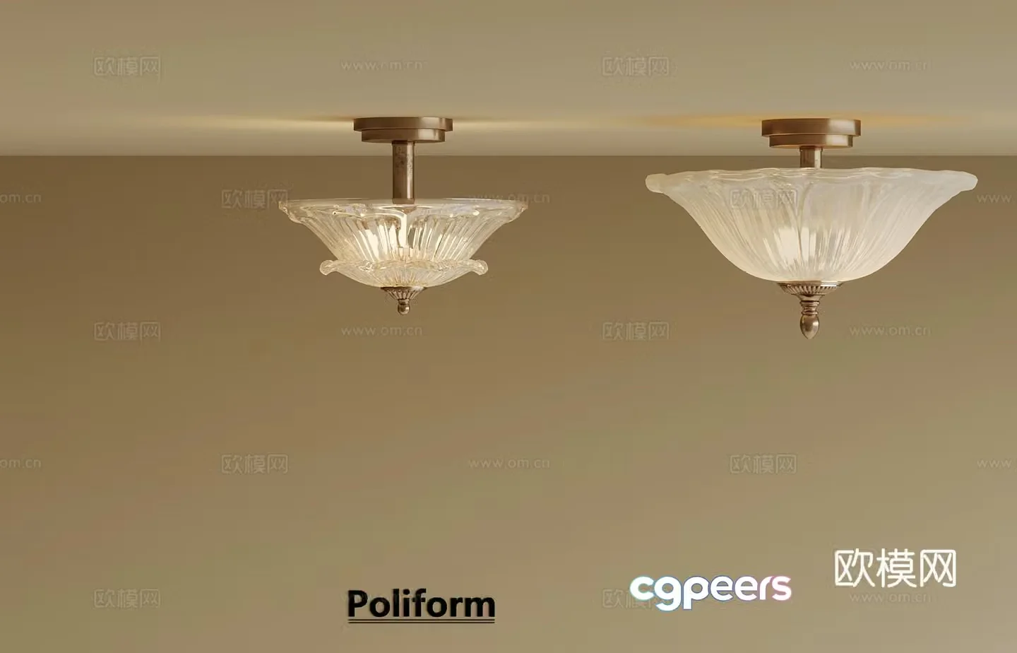 French ceiling light 3D model