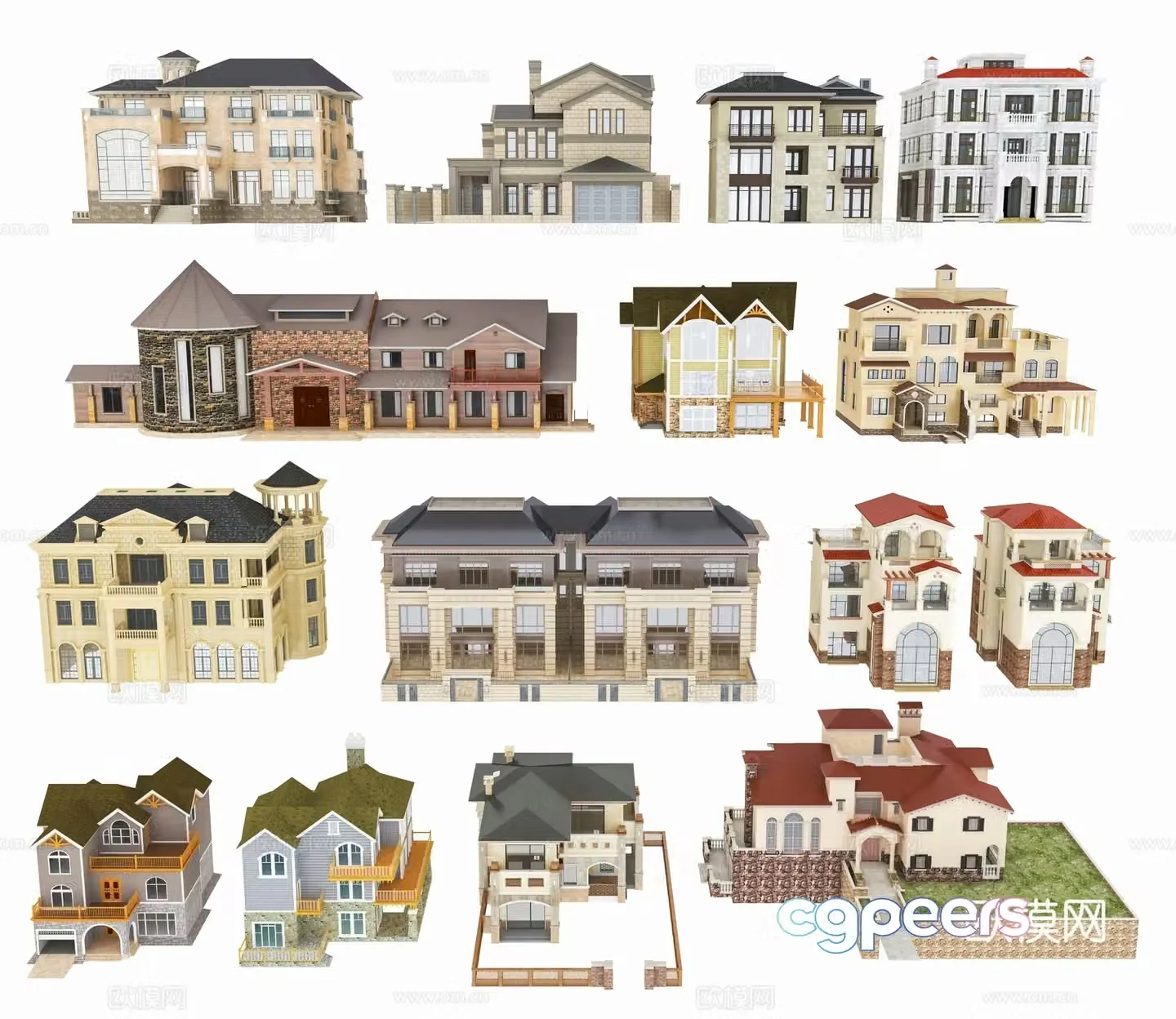 Single-family villa European style villa 3d model