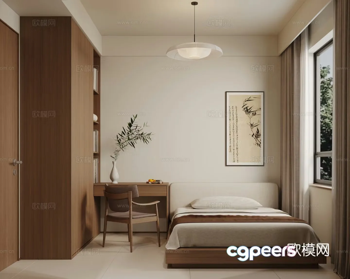 Modern Wasabi Bedroom Cloakroom 3D Model