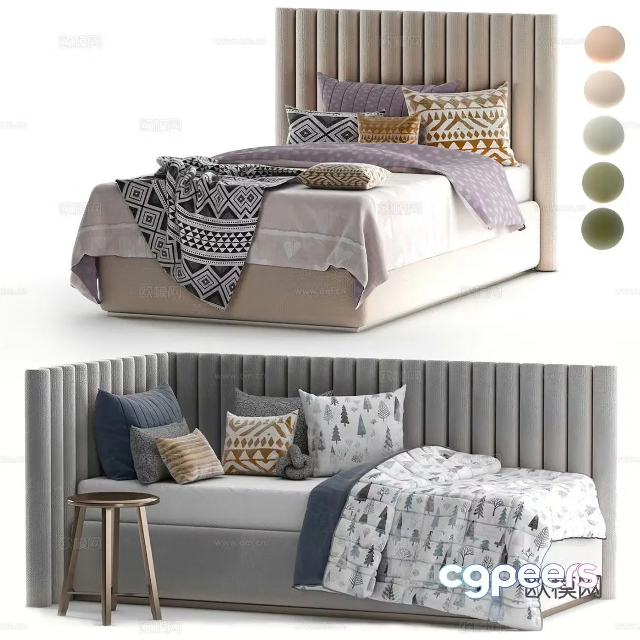 Double bed 3d model
