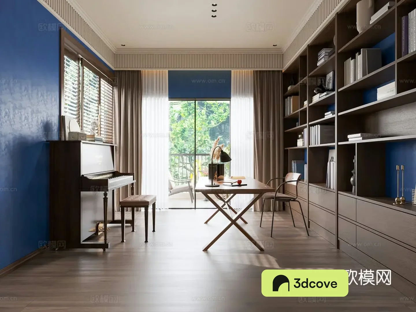Middle-aged study room 3D model