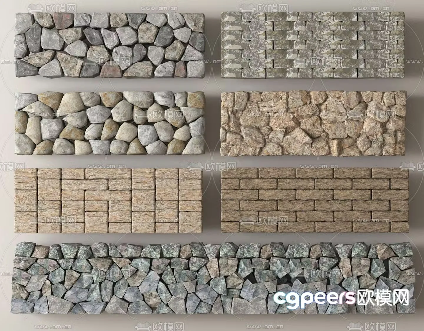 modern stone stone wall 3d model