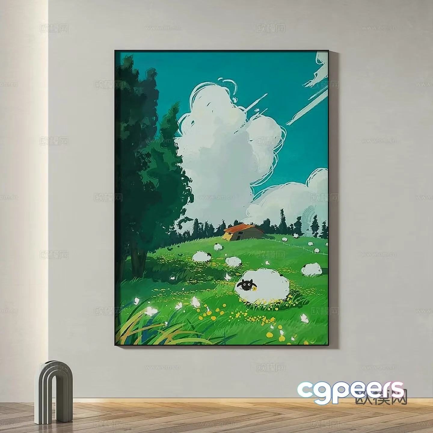 Modern minimalist abstract decorative painting 3d model