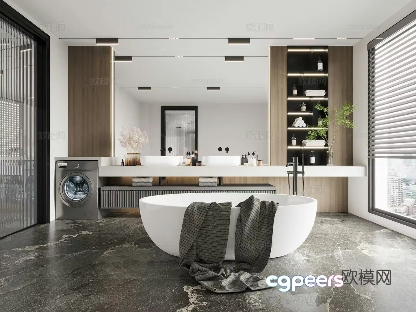 Modern restroom bathroom 3d model