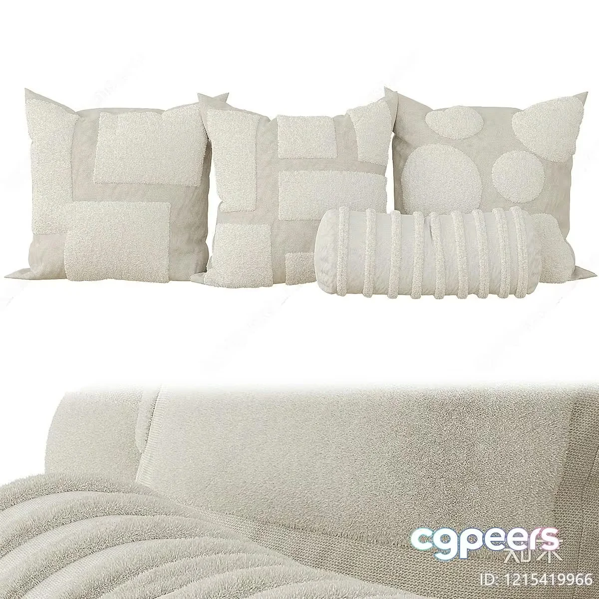 Cozy White Throw Pillows 3D Model – 23468 – VRAY Render