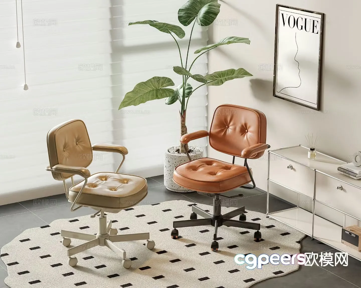 Modern leather office chair 3d model