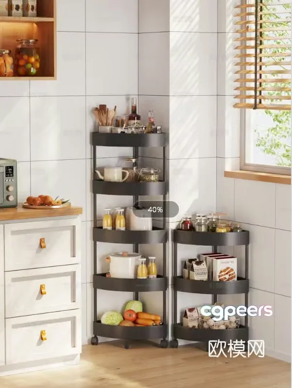 Modern kitchen trolley kitchen shelf 3d model