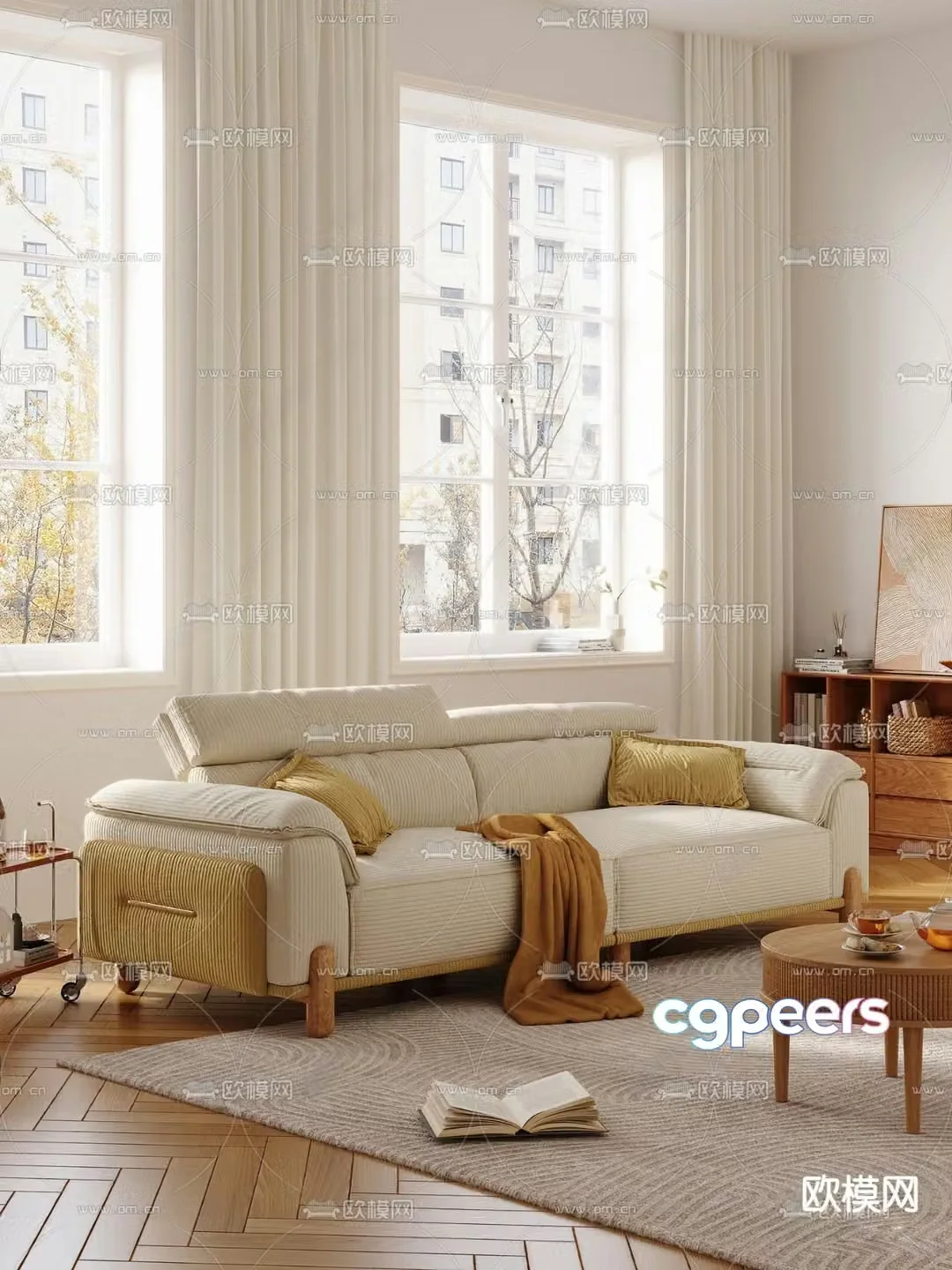 Modern multi-seater sofa 3d model