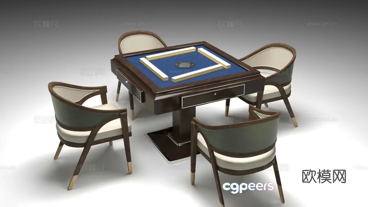 Chess and card room table and chairs Mahjong table Leisure table and chair combination Chess and card table Entertainment table and chair Mahjong machine 3D model