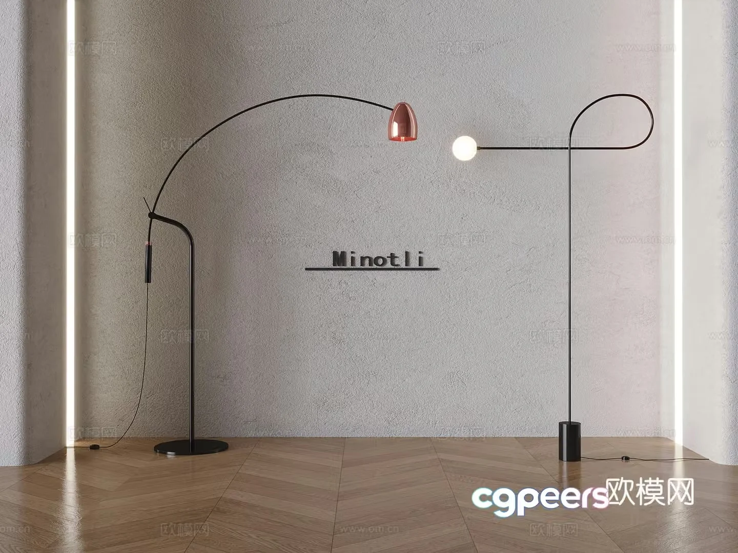 Italian art fishing lamp minimalist metal floor lamp 3d model