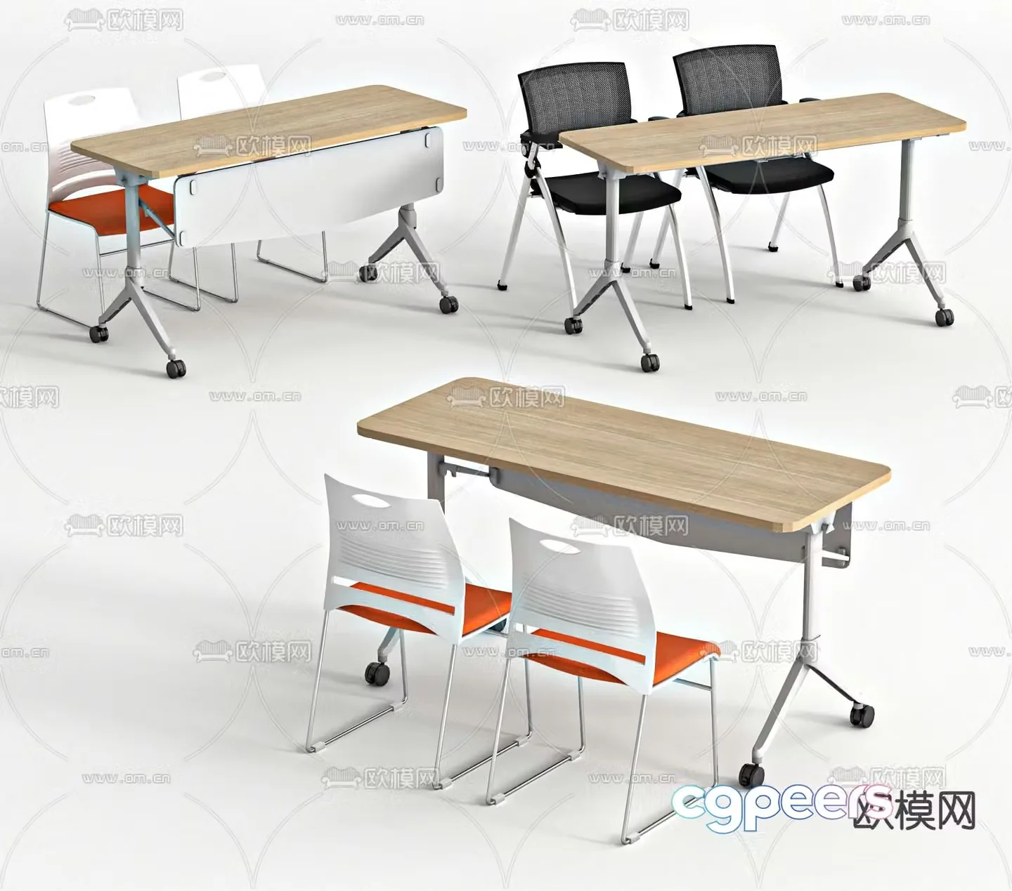 Conference table folding table training table training chair 3d model