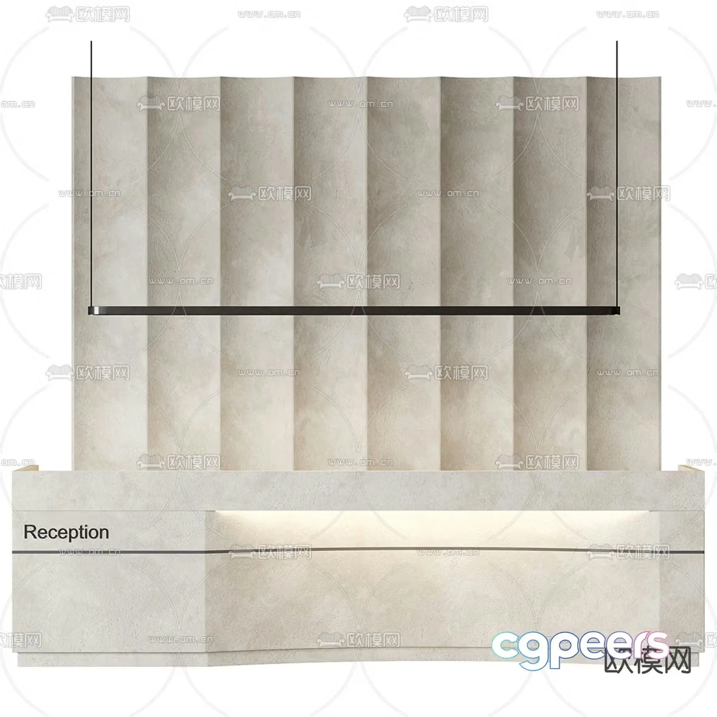 Office front desk reception desk service desk background wall 3d model