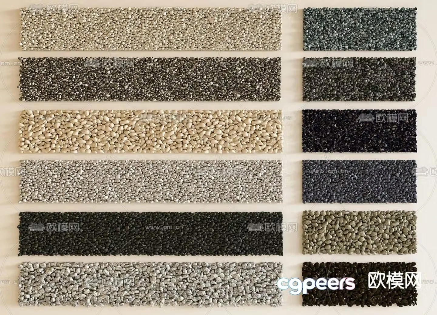 Pebbles five-flowered stones gravel washed stone 3D model