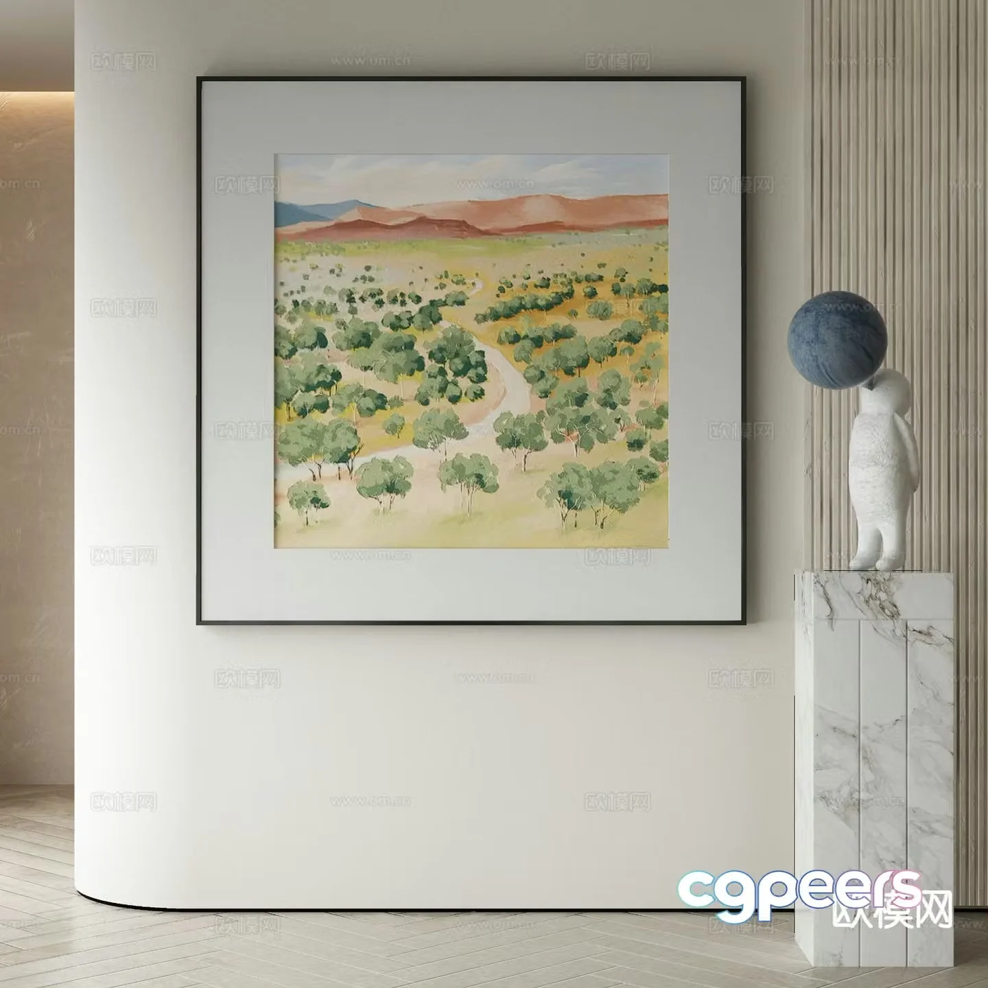 Modern oil painting landscape painting decorative painting 3d model