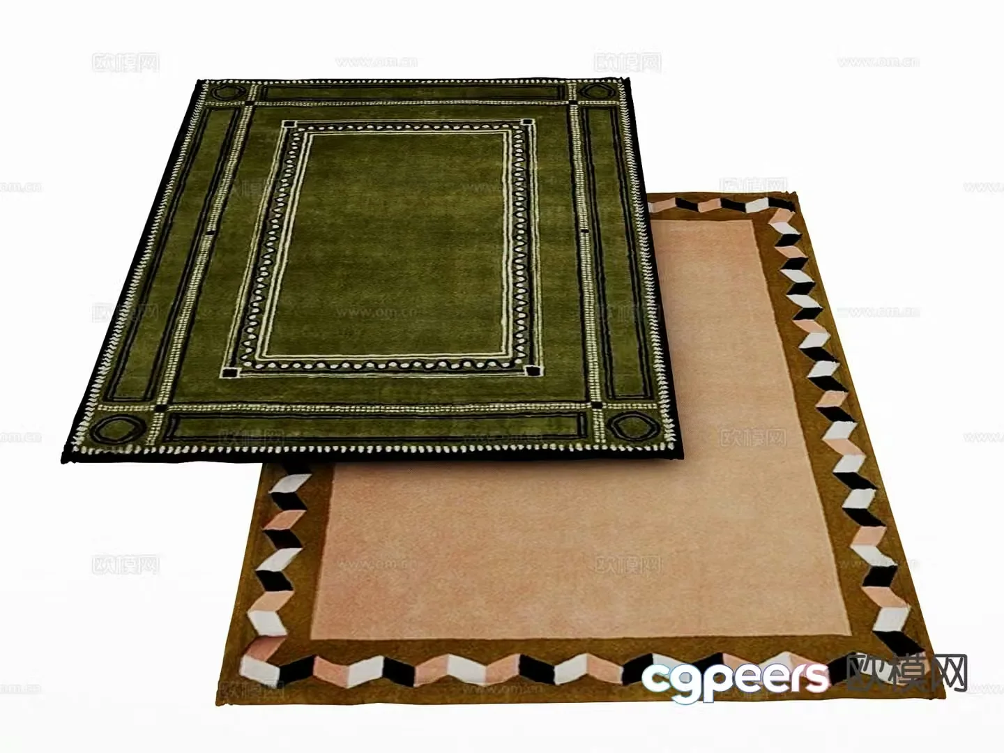 Modern carpet square rug 3d model