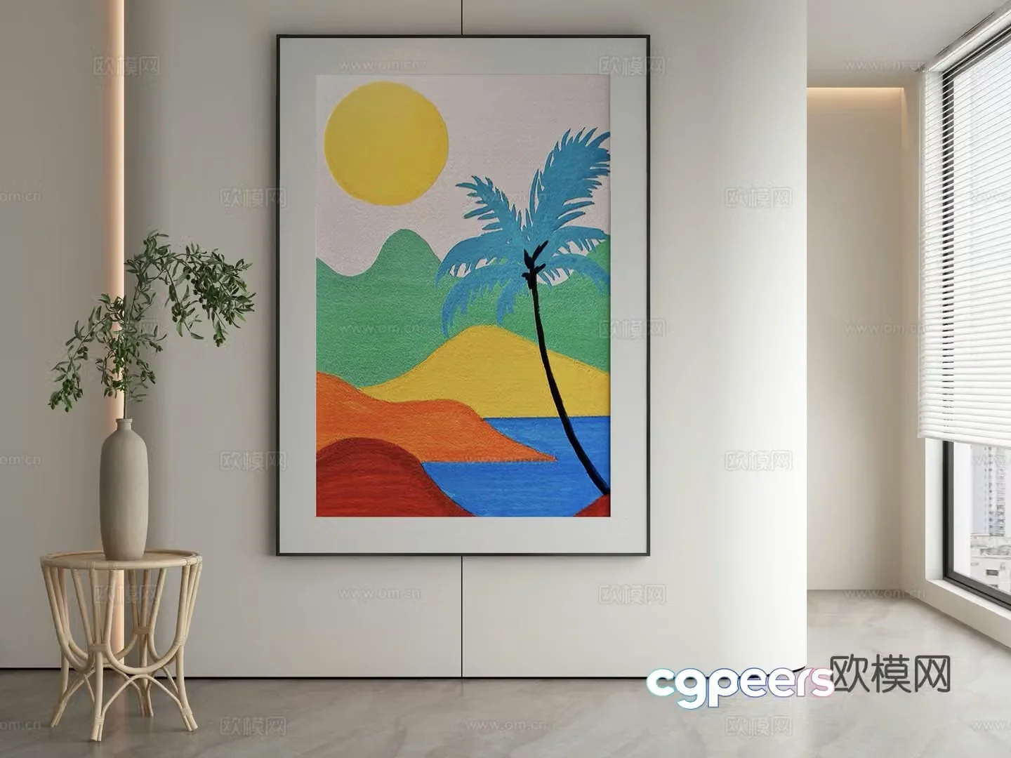 Modern decorative painting Dopamine color painting 3d model