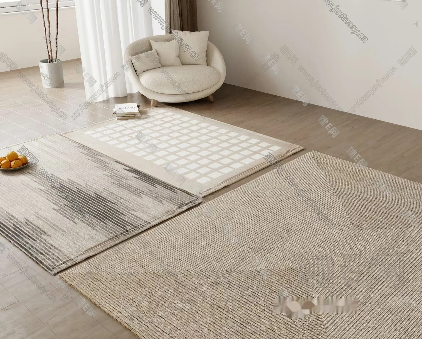 Modern Beige Rugs 3D Model – 8132 – VRAY Render
