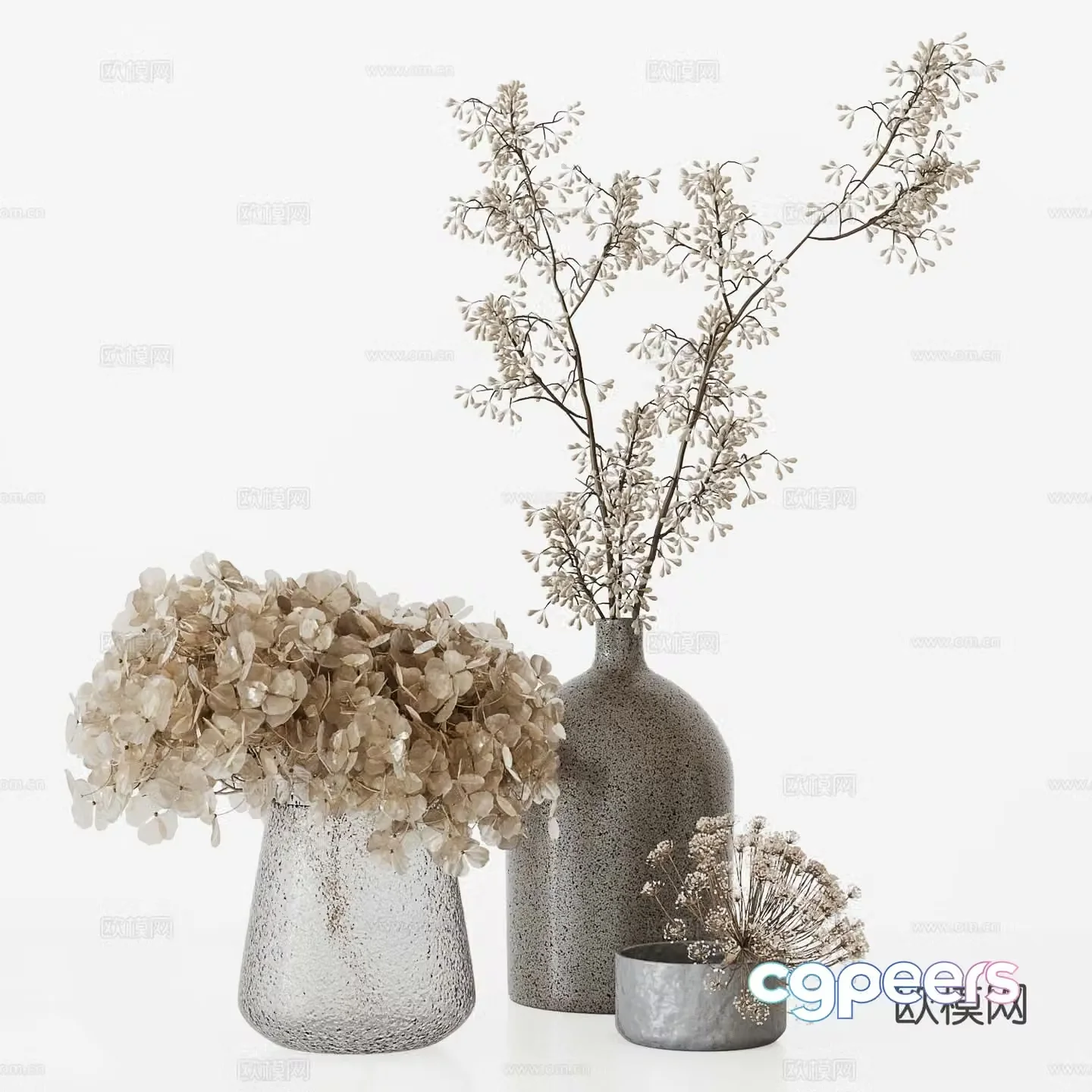 Floral Flowers Dried Flower Ornaments Creative Stems and Branches 3D Model