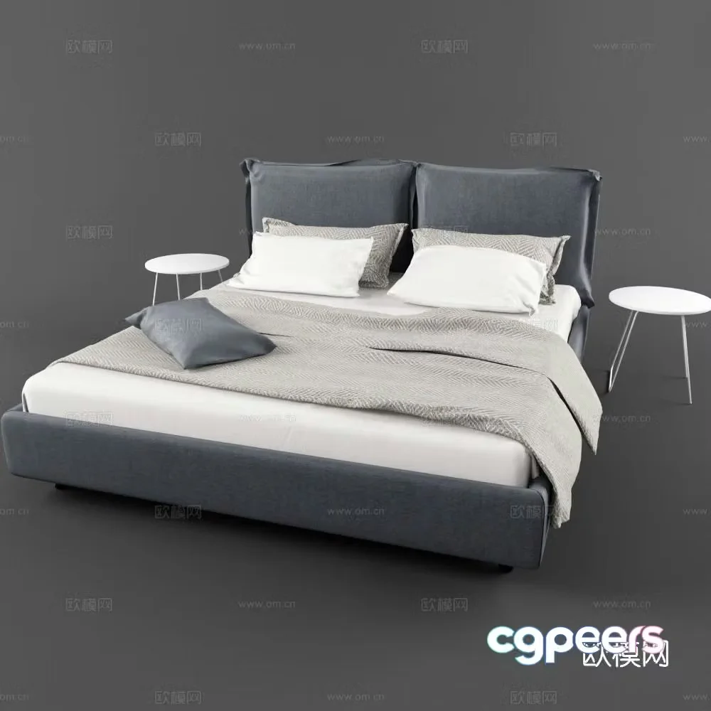 Modern double bed 3d model