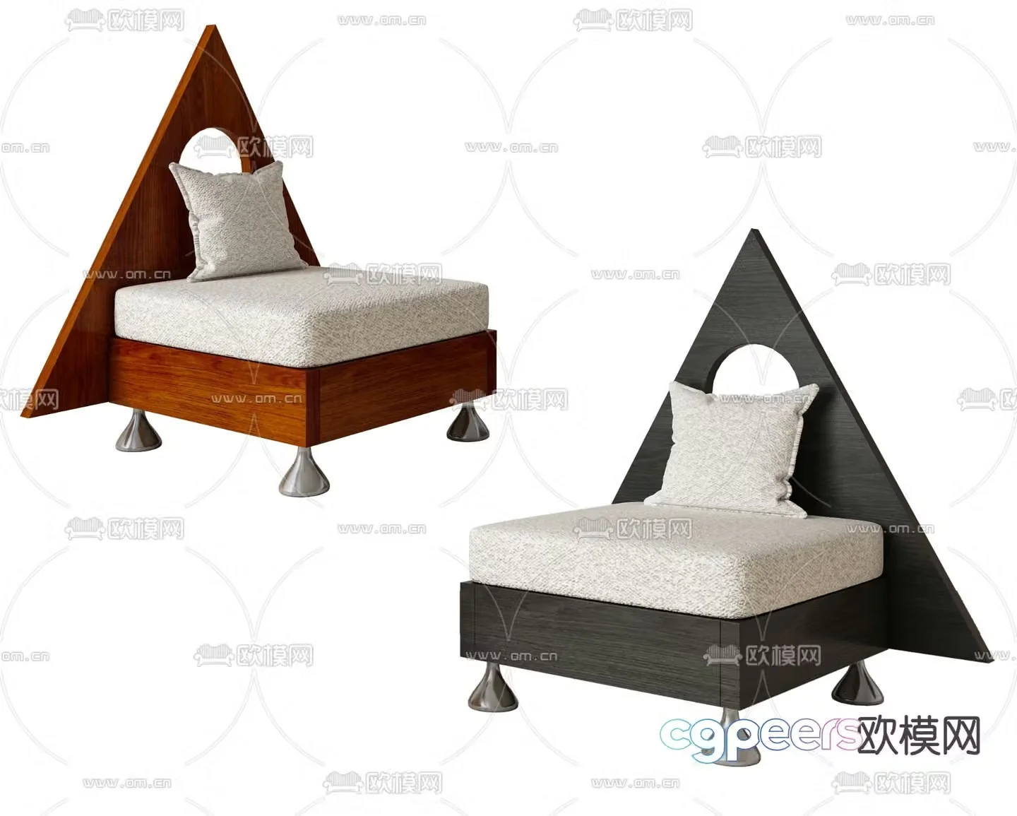 Wabi-sabi style single sofa 3d model