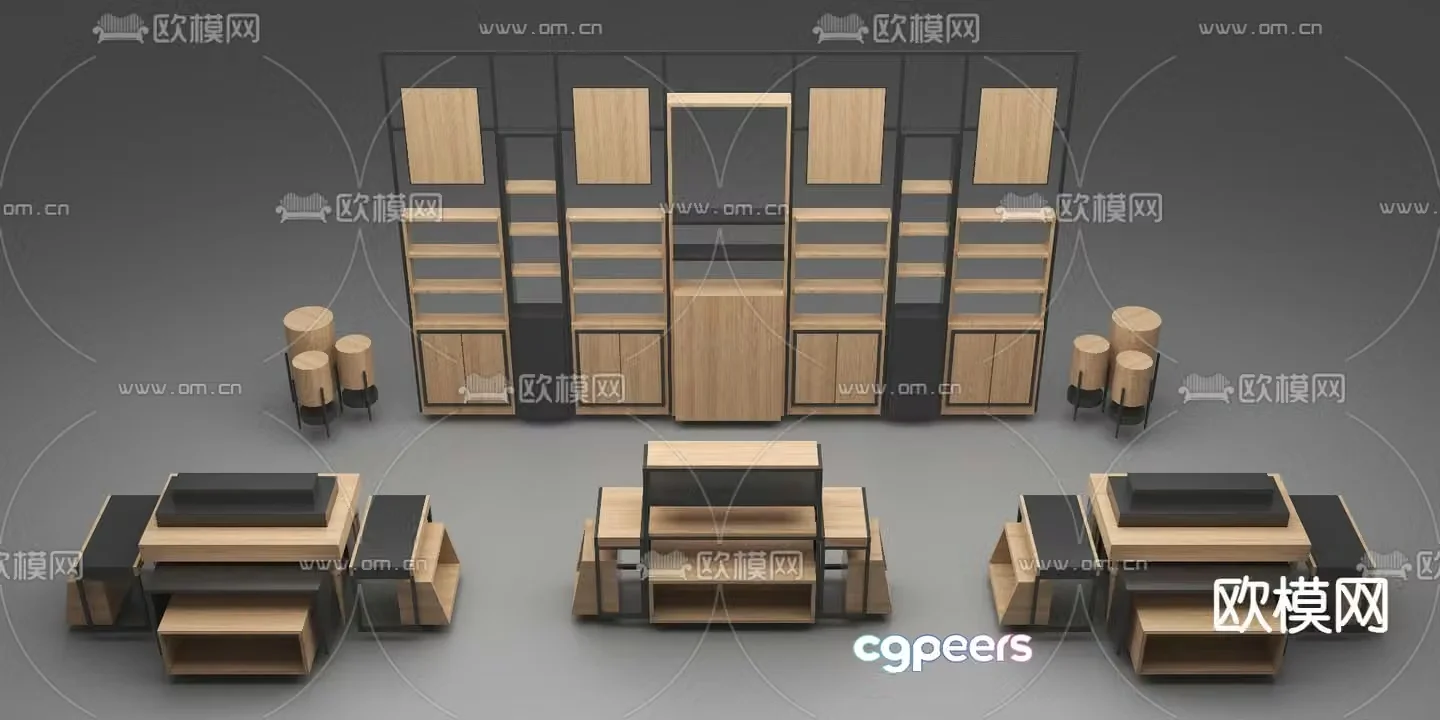 Shopping mall display cabinet shelf 3d model