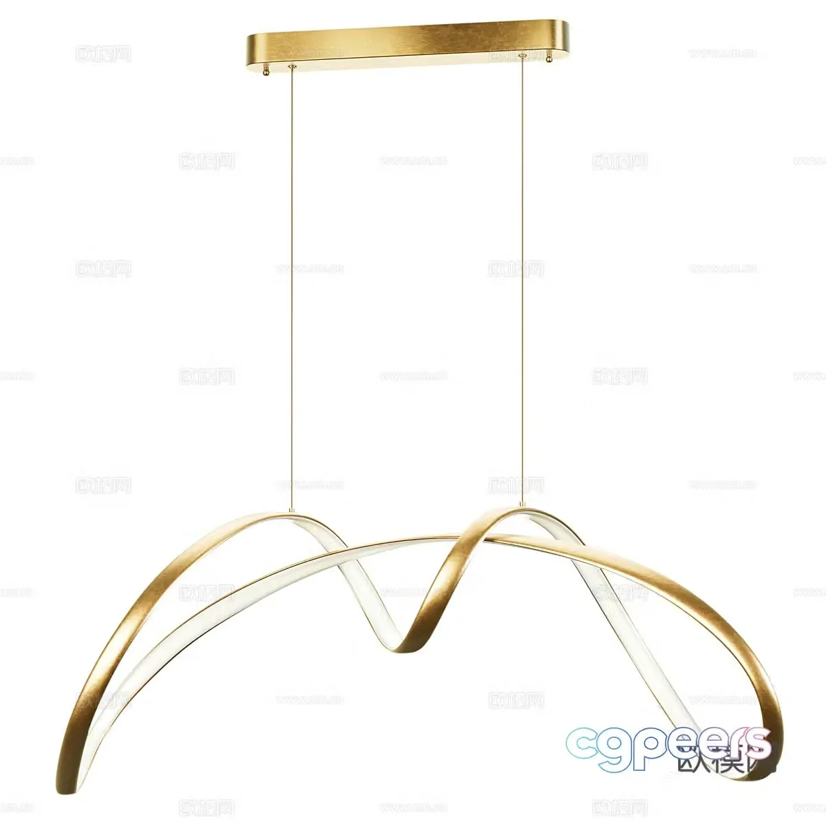 Modern light luxury linear decorative chandelier 3d model