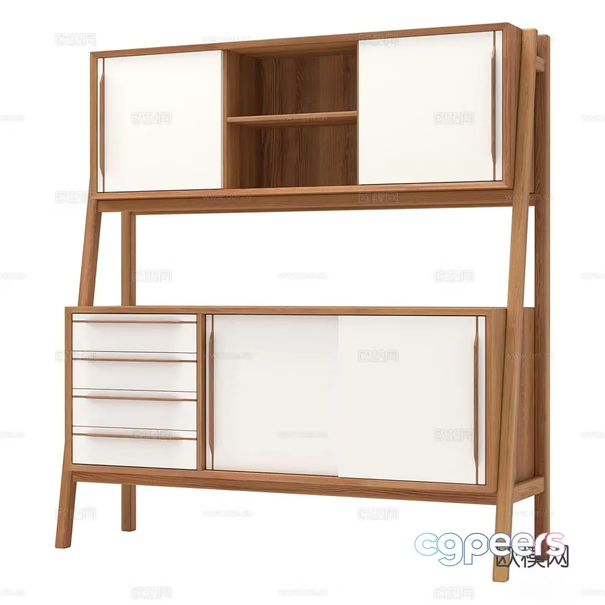 Nordic bookcase bookshelf 3d model