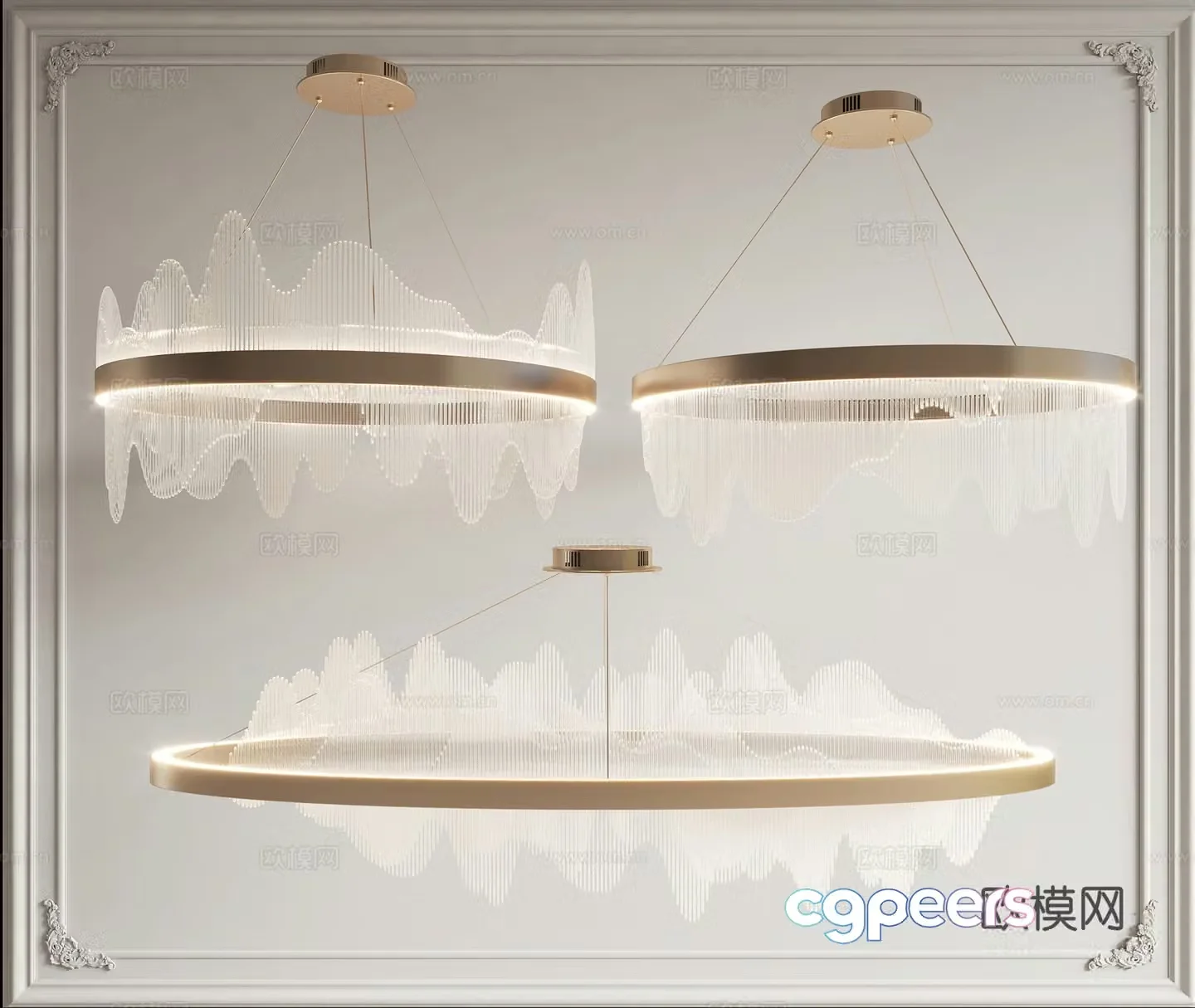 New Chinese style mountain chandelier 3d model
