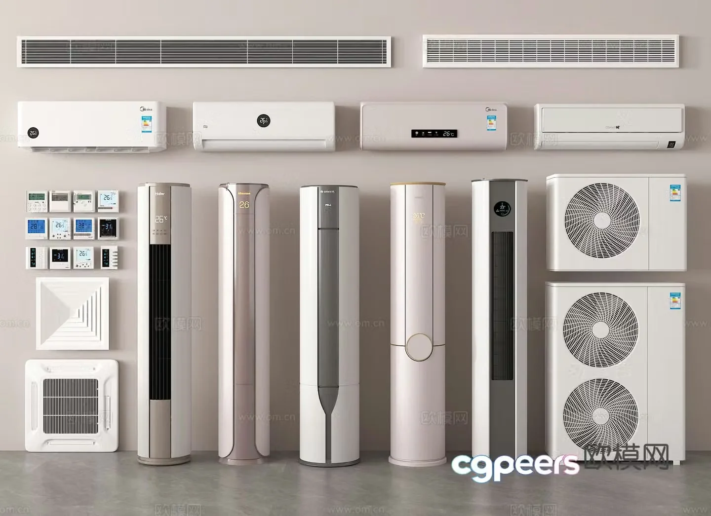 Hanging air conditioner Vertical air conditioner Air conditioner External machine Central air conditioner outlet Exhaust 3D model