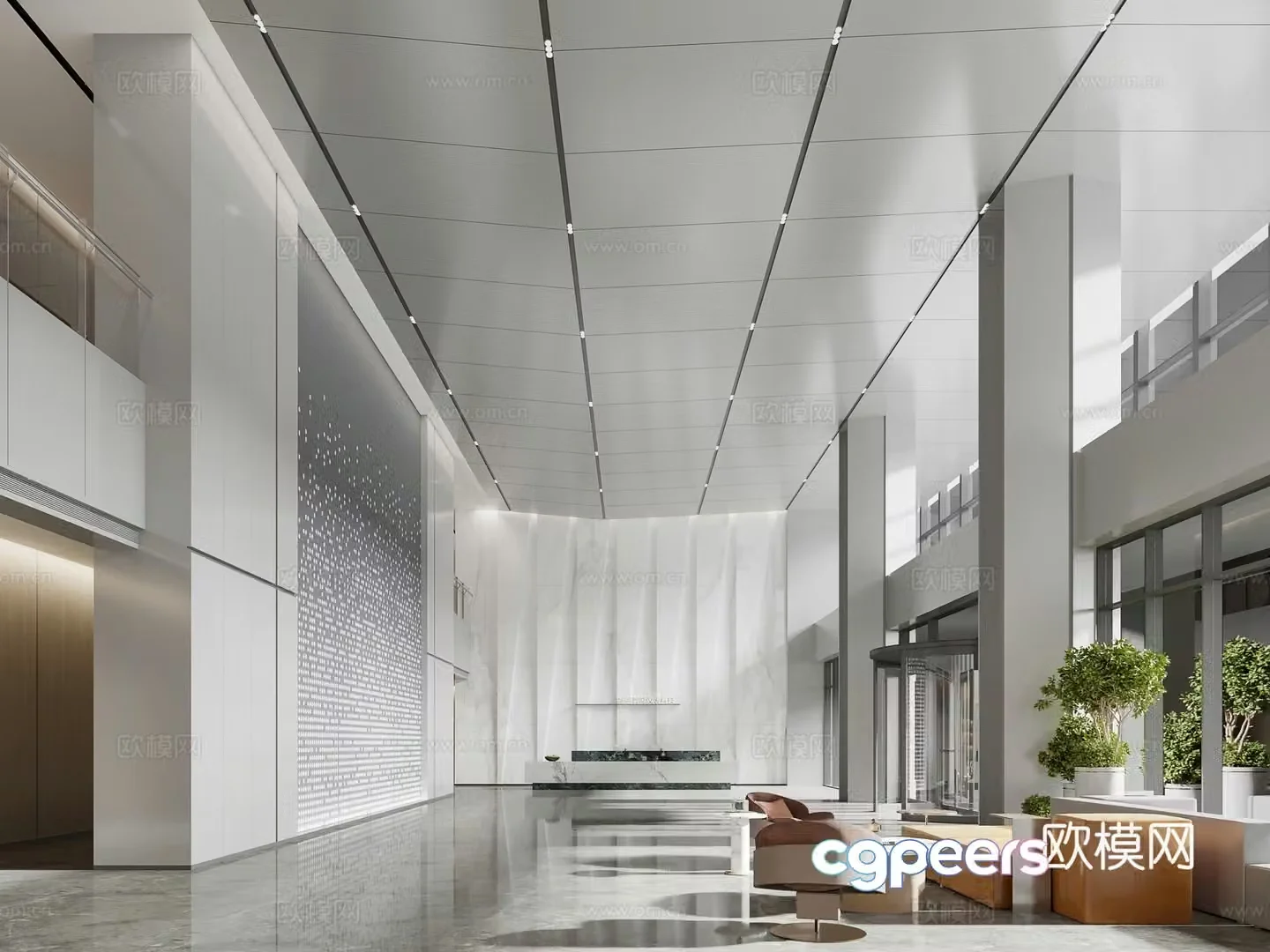 Modern office lobby company lobby 3d model