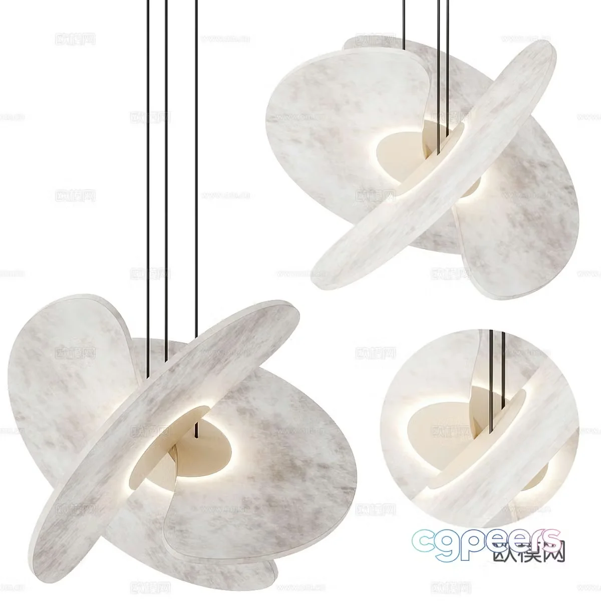 Modern Italian light luxury marble decorative chandelier 3d model