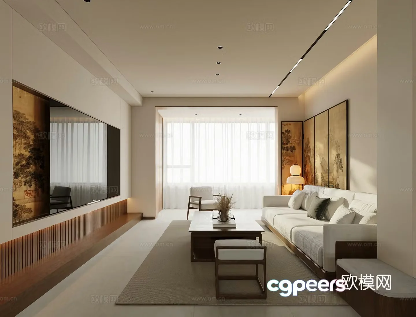 New Chinese living room Song style living room 3D model