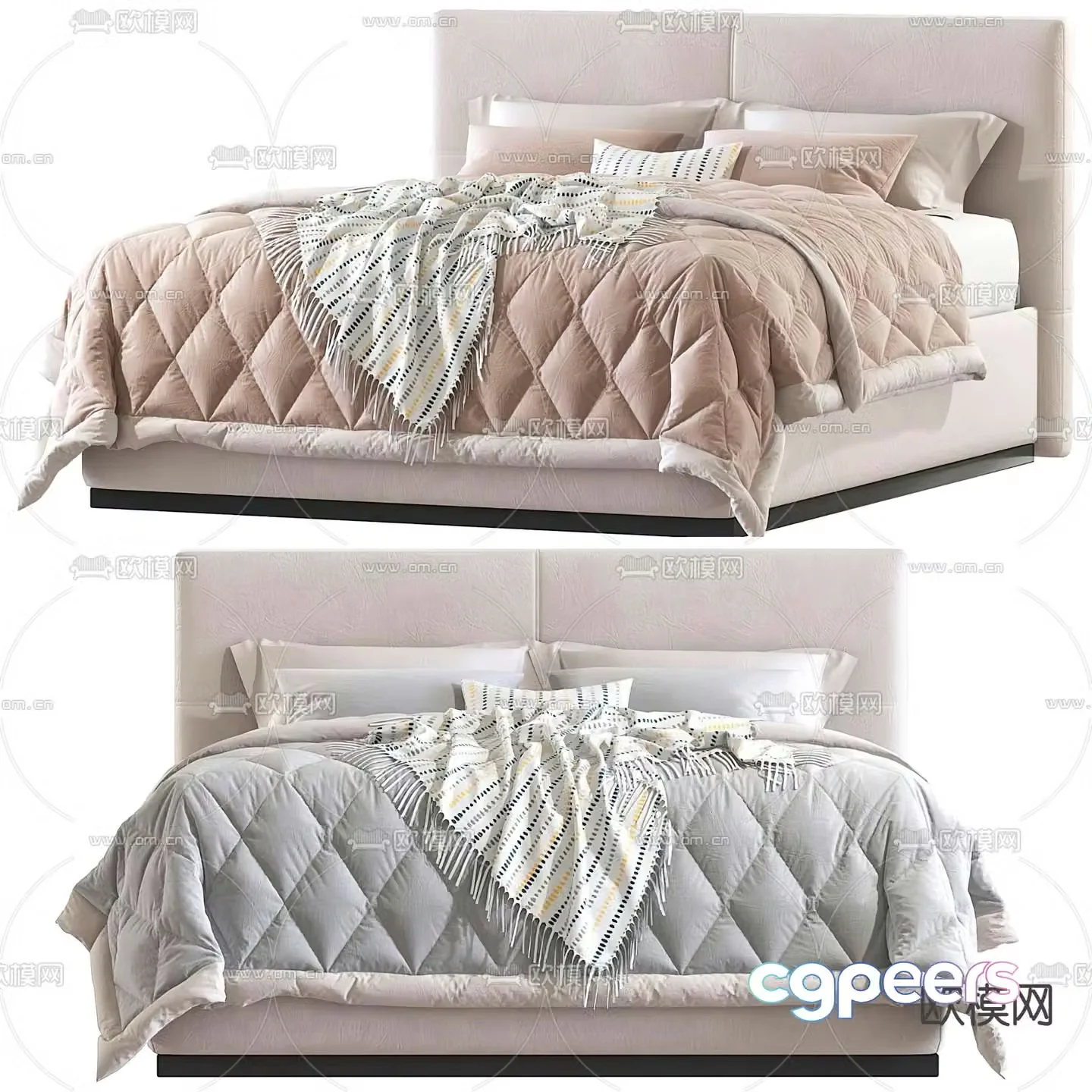 Simple double bed 3d model