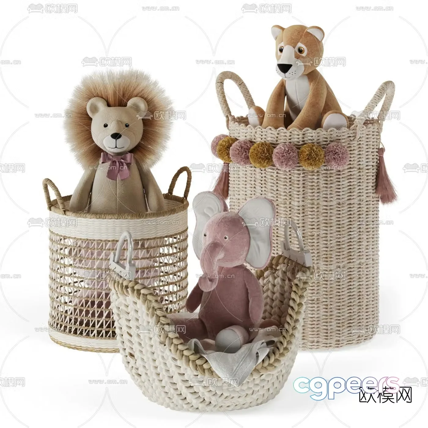 Modern children’s doll storage basket 3d model