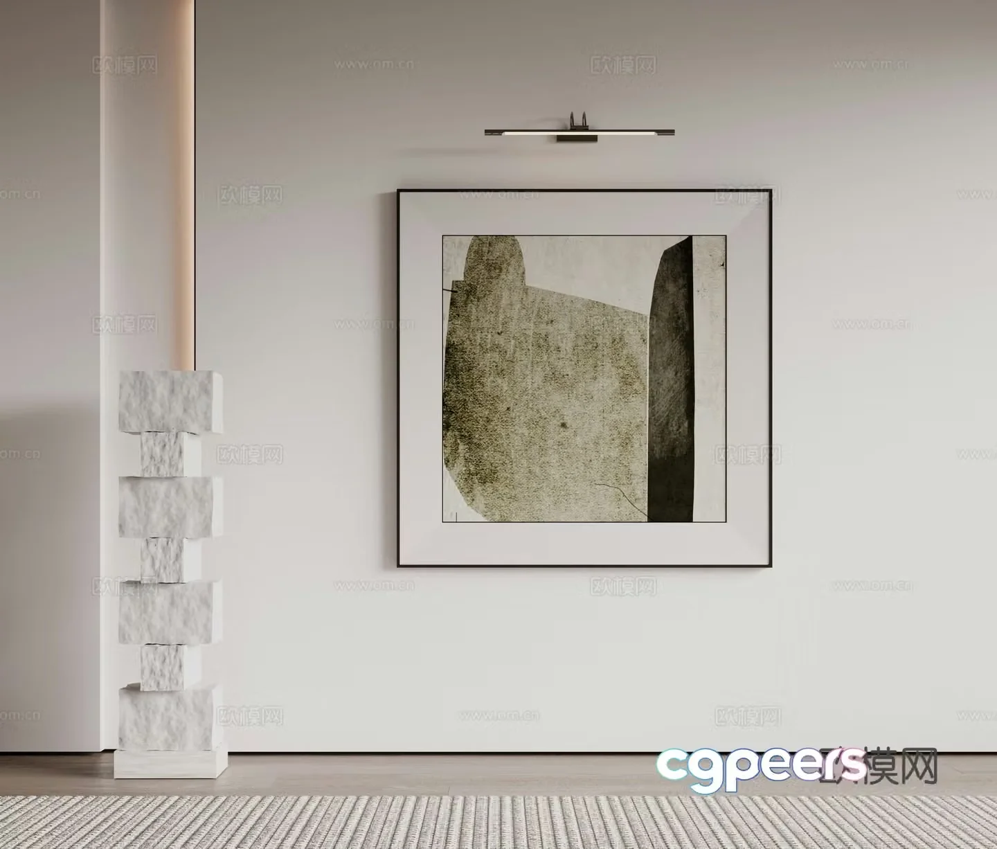 Modern minimalist decorative paintings Waviva medieval style hanging paintings cream style decoration paintings Italian style hanging paintings black and white 3D model