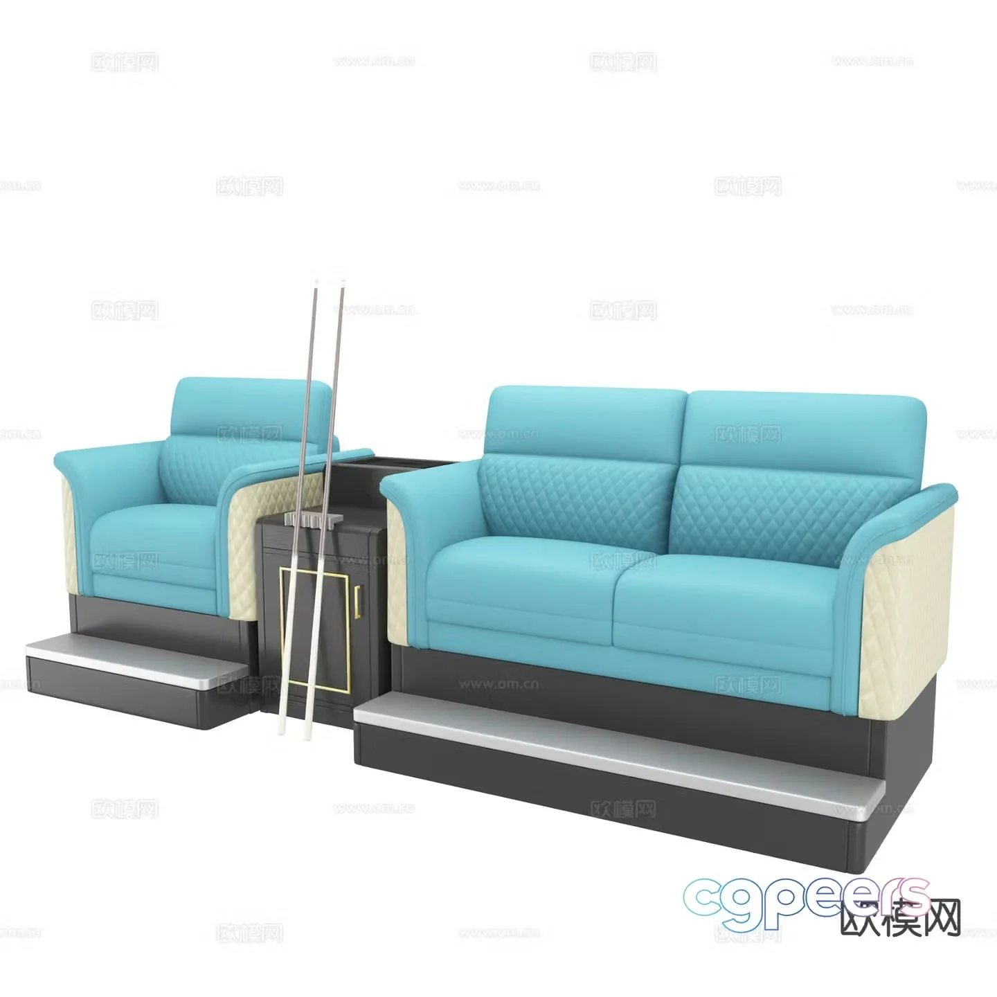 Modern billiard chair VIP sofa booth sofa 3D model