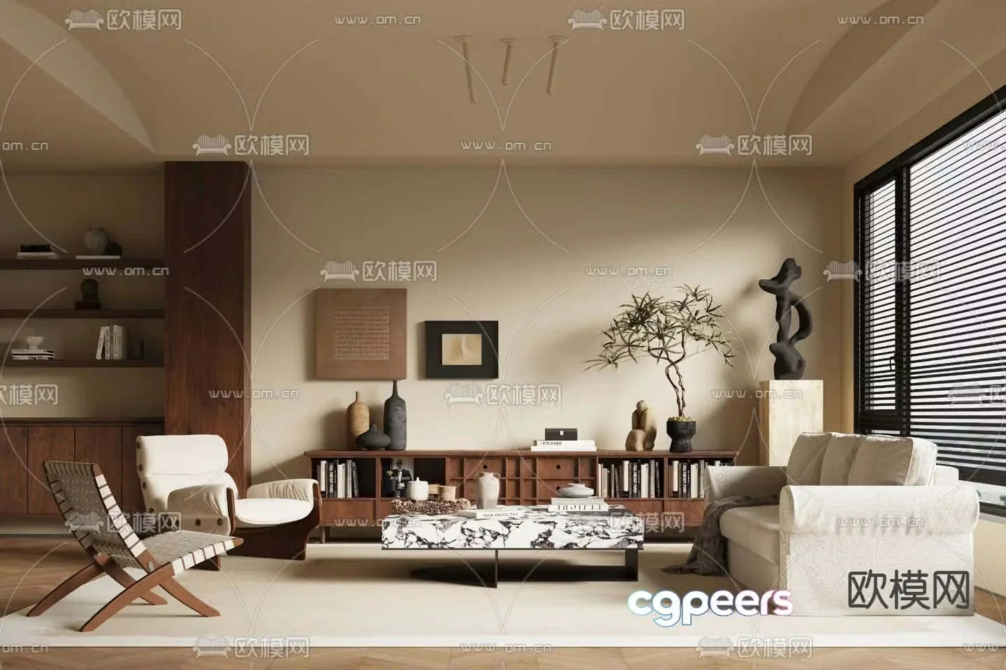 Middle-aged living room 3d model