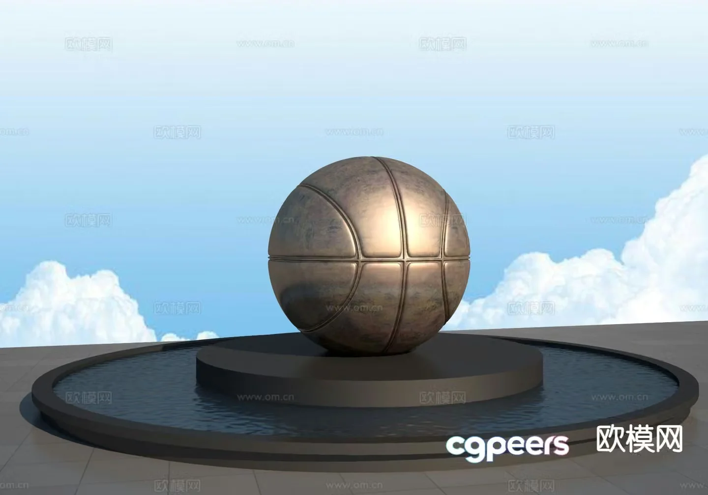 Basketball sculpture landscape sculpture 3d model