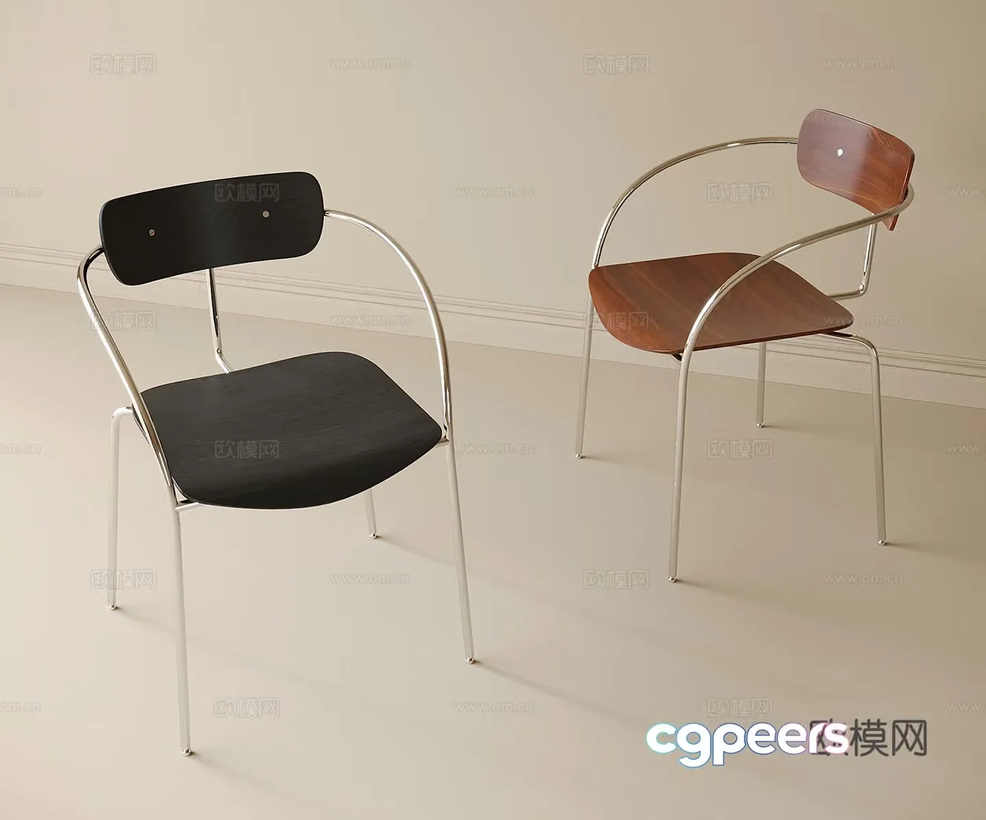 Modern single chair dining chair book chair 3d model
