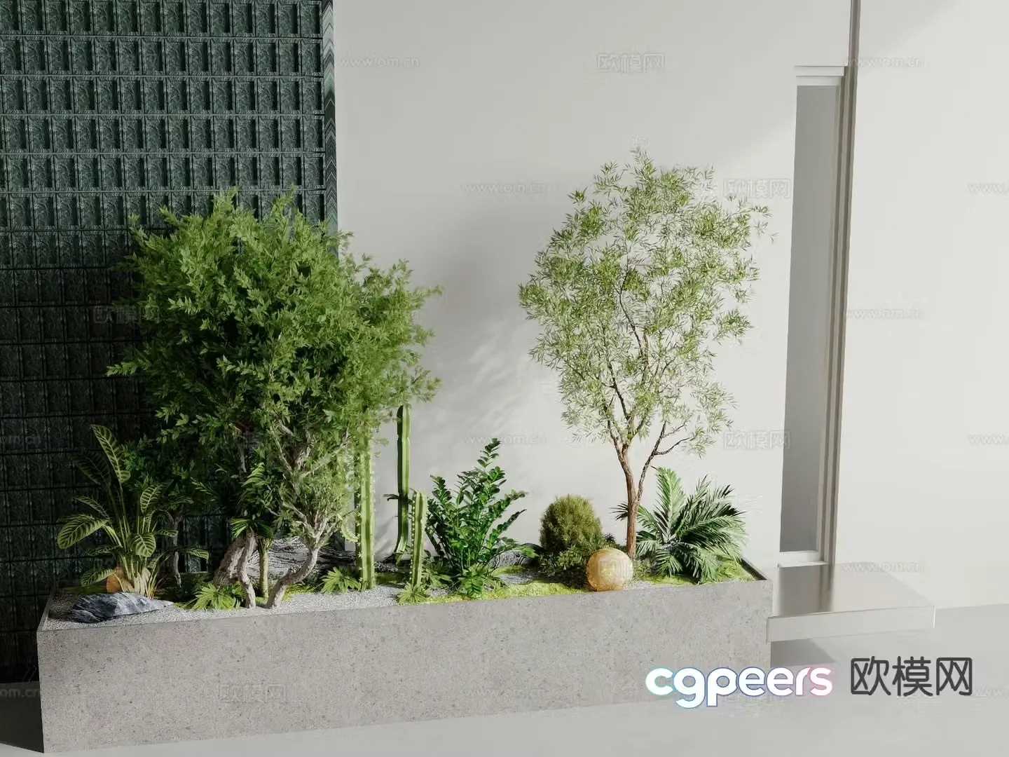 Plant pile landscape plant plant combination tree pool 3D model