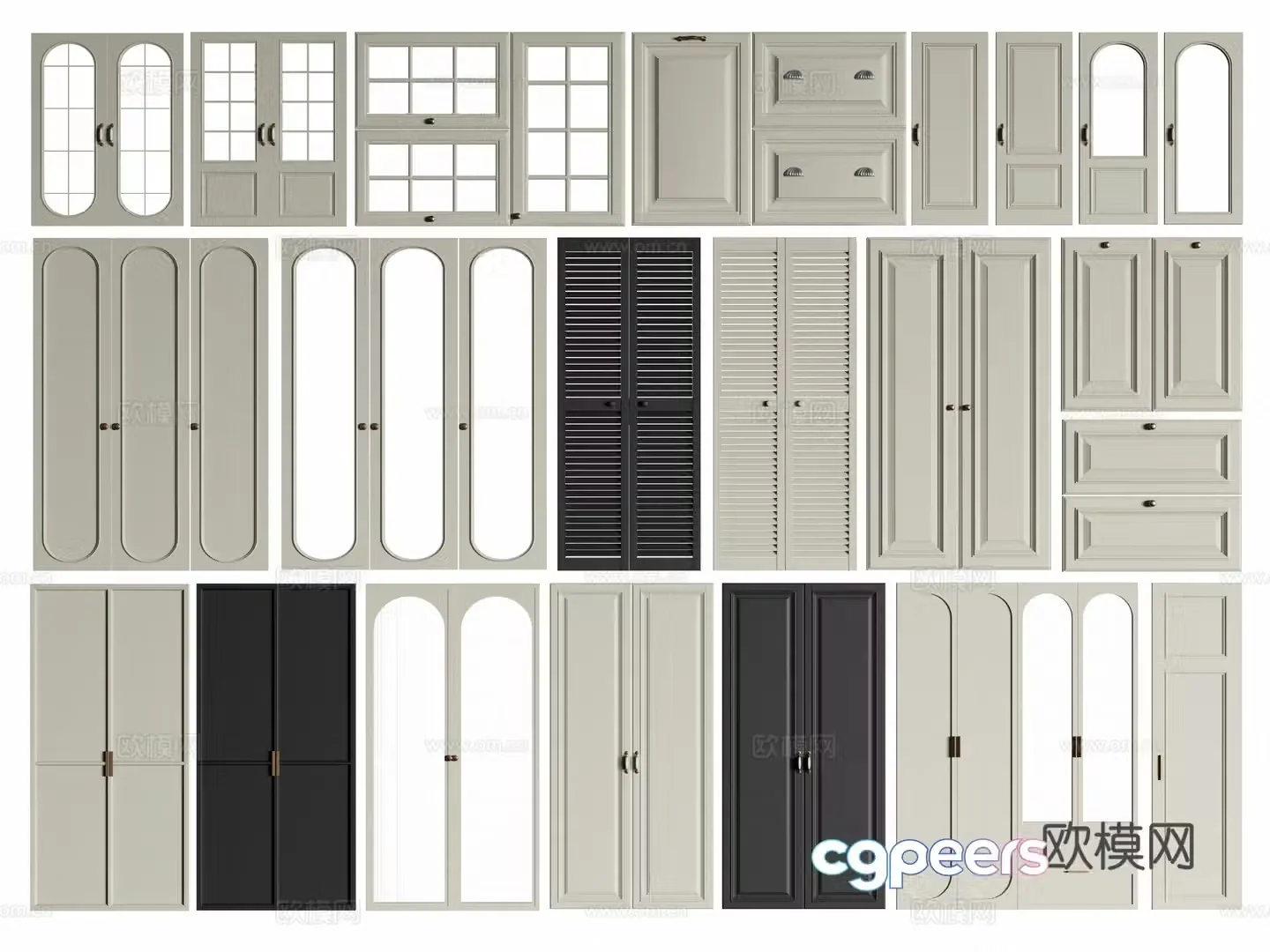French cabinet door wardrobe door panel cabinet door wainscoting 3d model