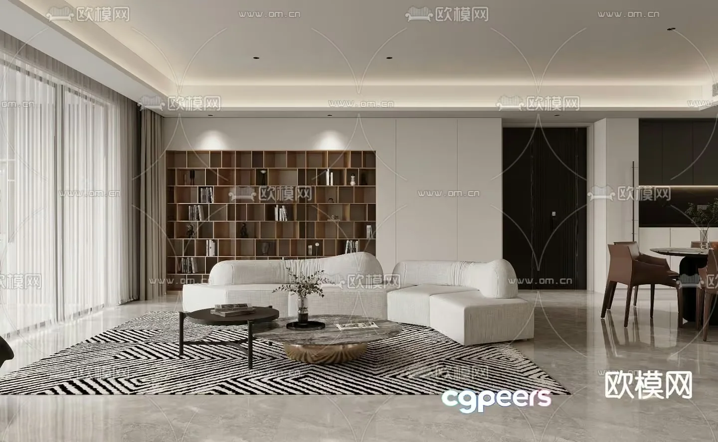 Modern Living Room 3D Model – 3753 – VRAY Render