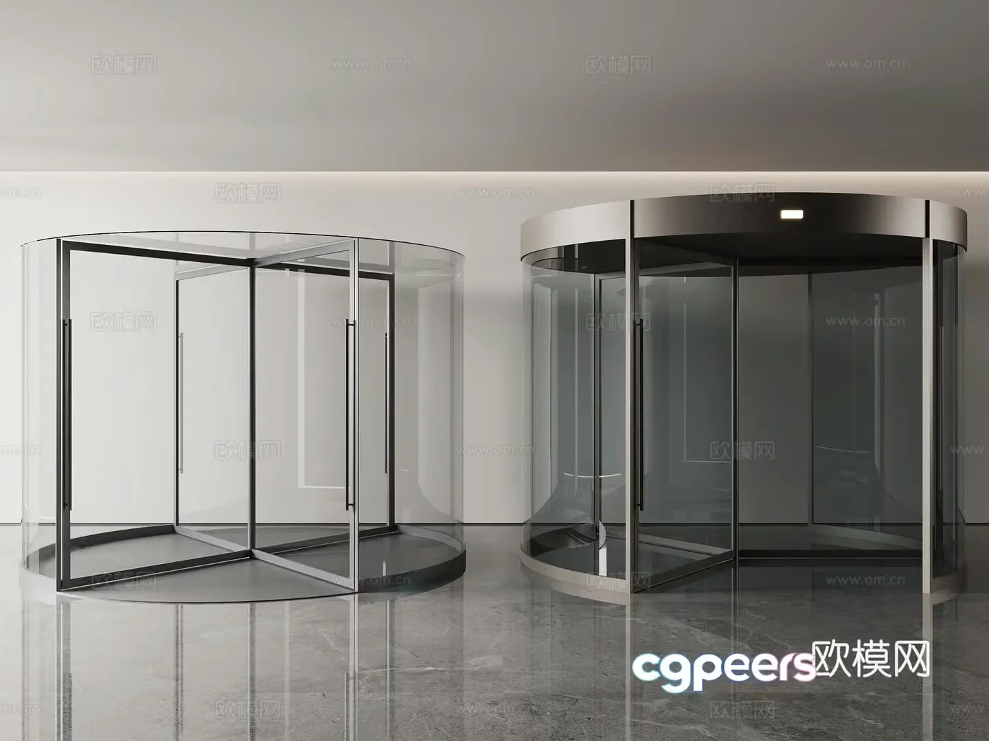 Modern home entrance glass revolving door glass window 3d model