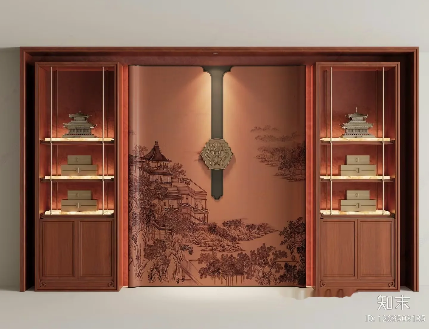 A Chinese-Style Display Case 3D Model – 11916 – VRAY Render