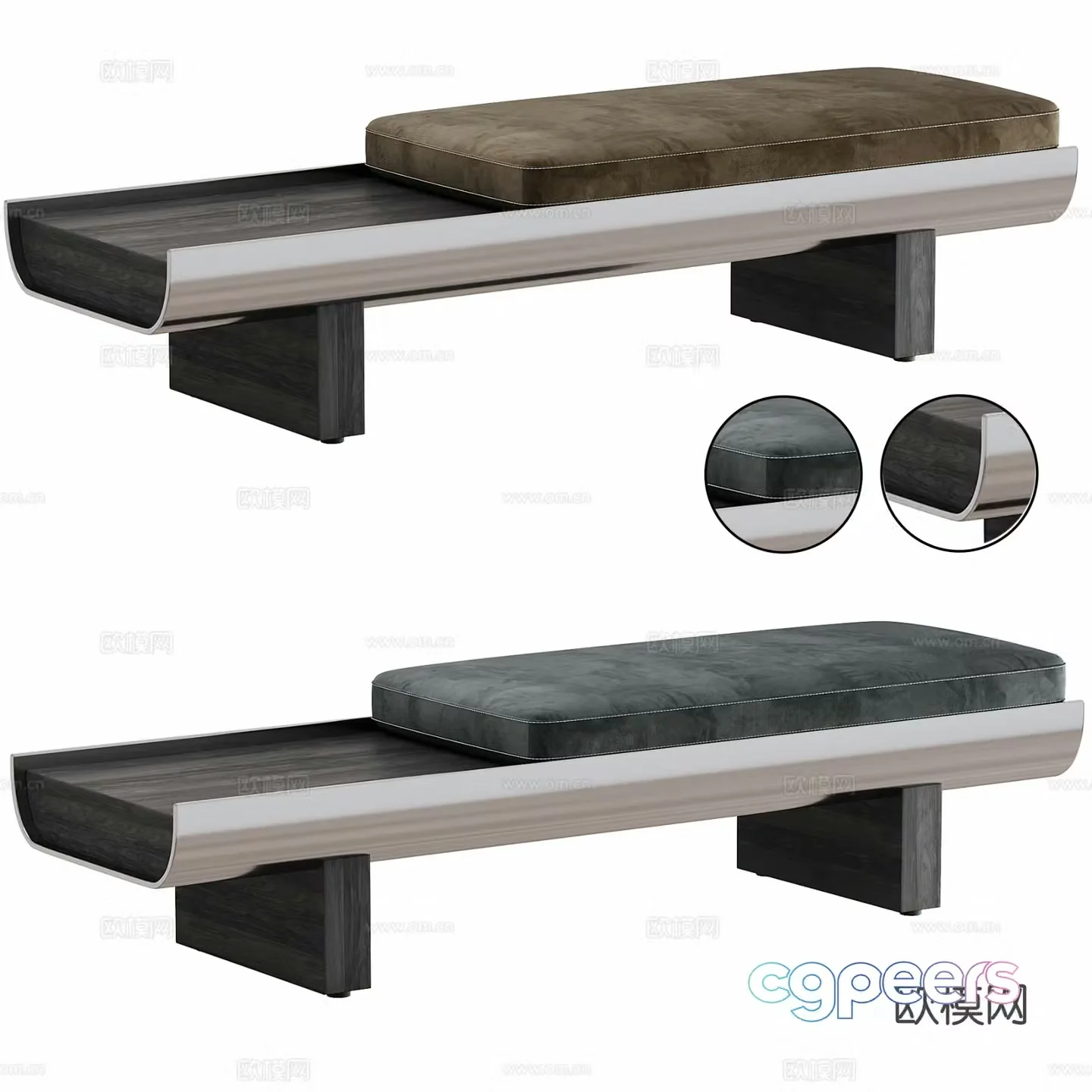 Modern footrest bedside stool 3d model
