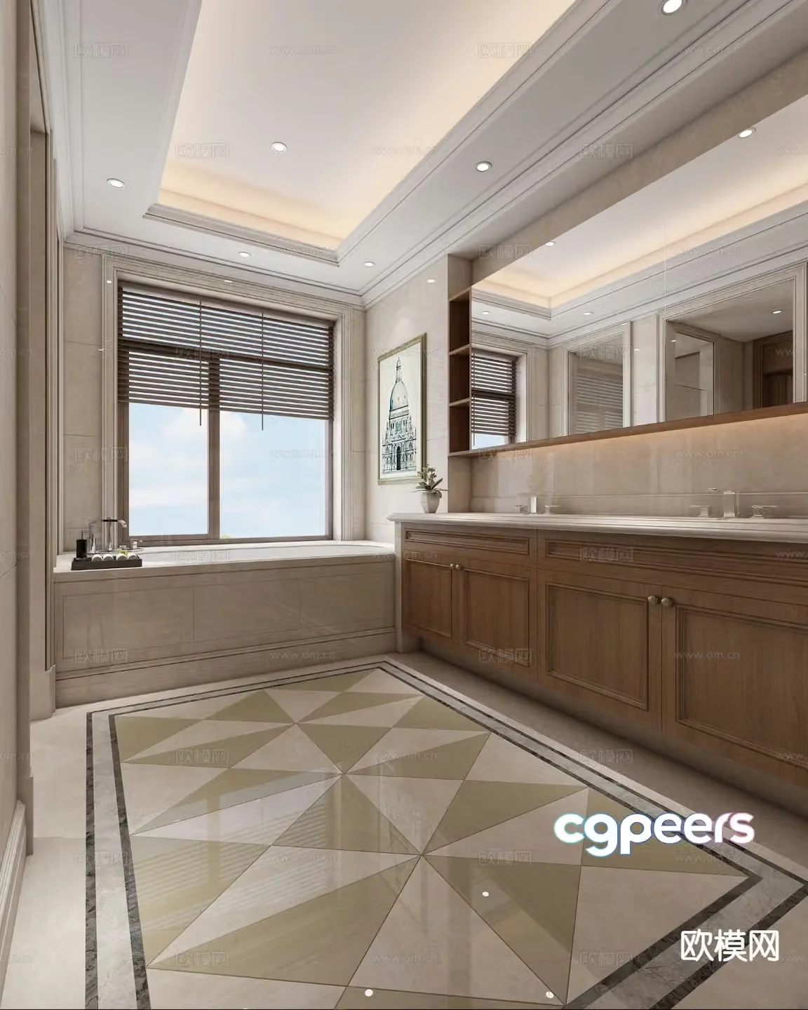 Simple European villa bathroom bathroom 3d model