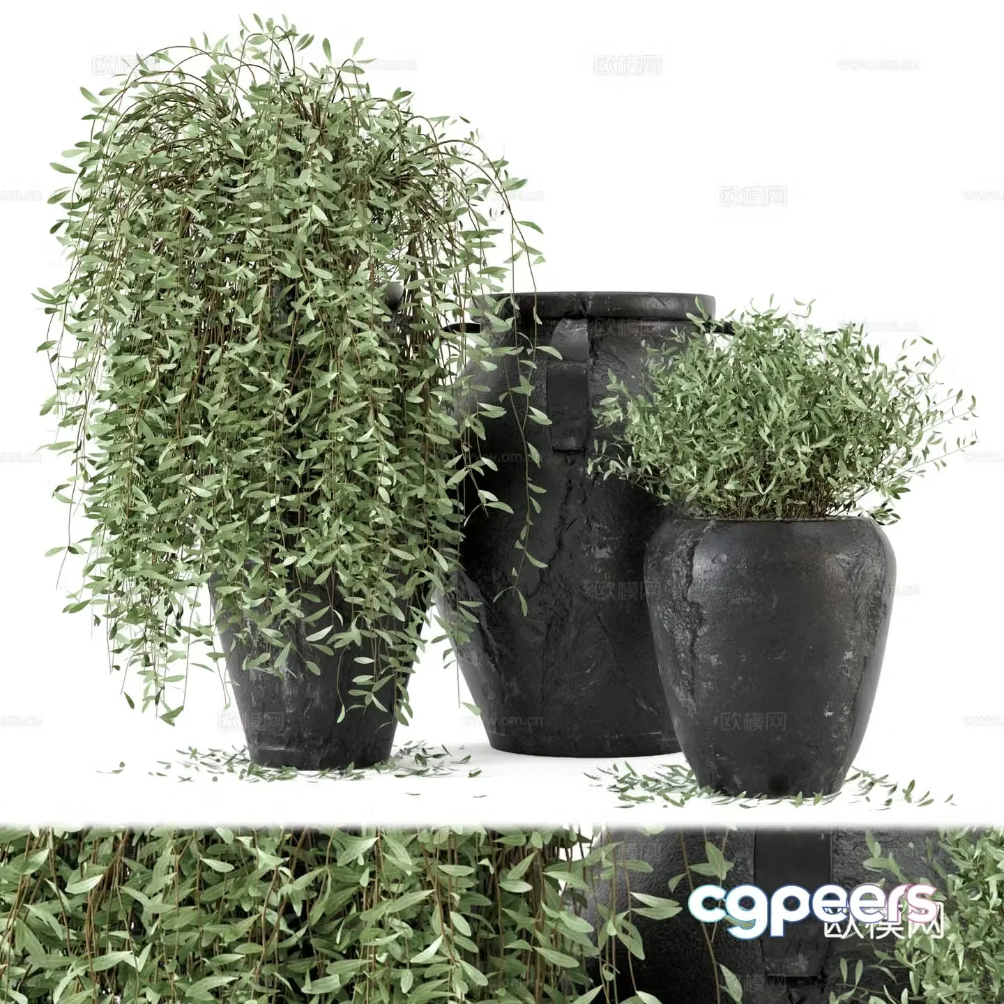 New Chinese outdoor pot potted 3D model