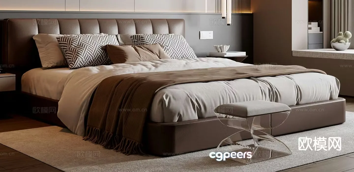 Italian double bed 3d model