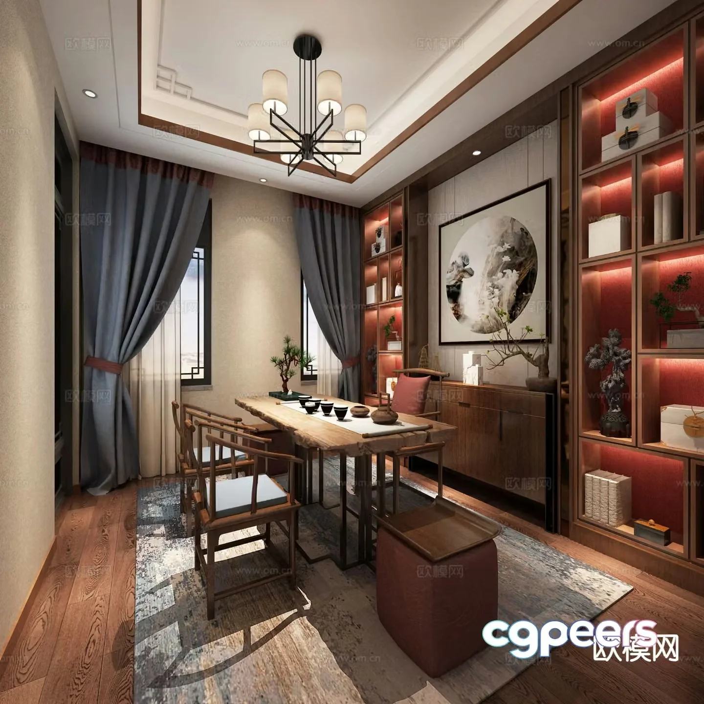 New Chinese style study 3D model